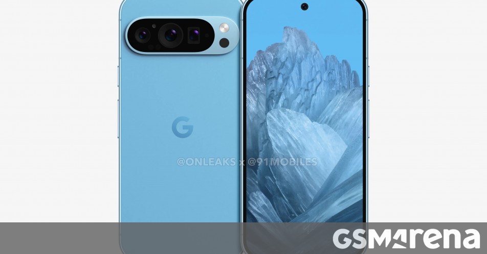 Google Pixel 9 vaza em renderizações mostrando três câmeras traseiras, laterais planas
