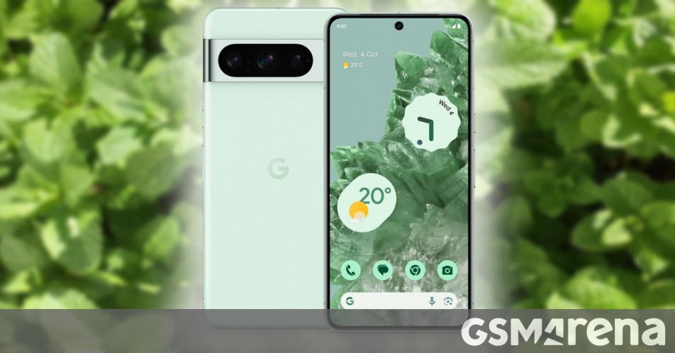 Imagem de imprensa do Pixel 8 Pro em vazamentos Minty Fresh