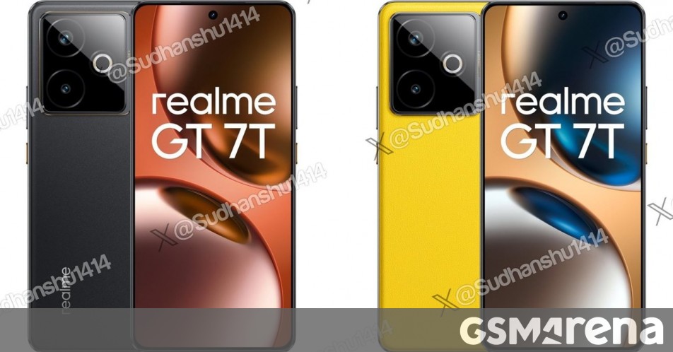 Mais Realme GT 7T faz vazamento mostrando todas as cores