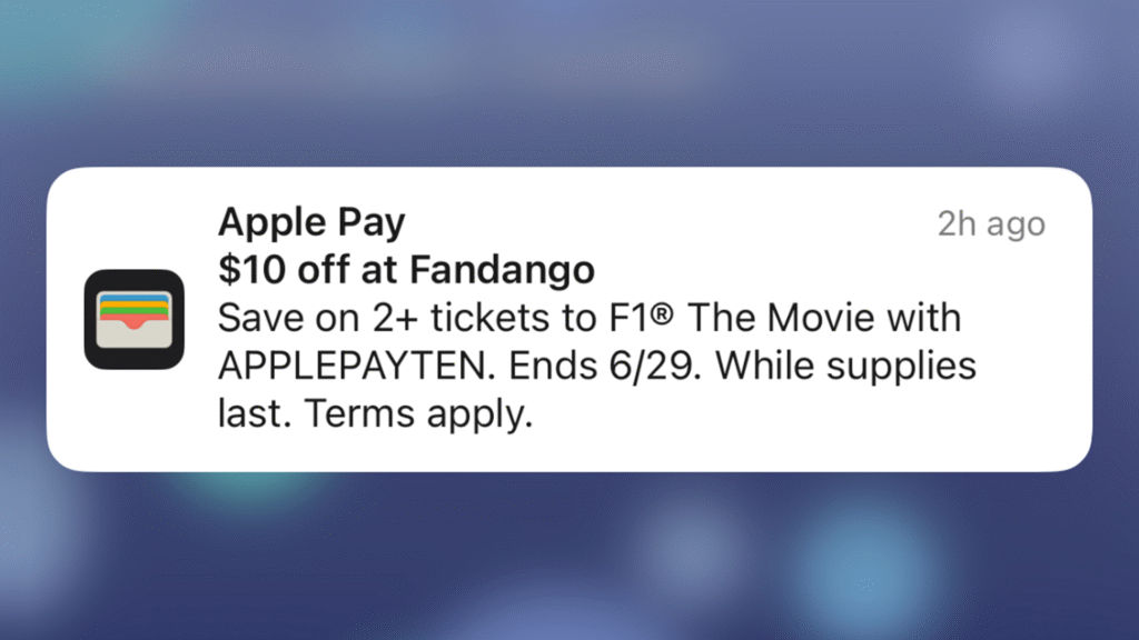 Apple enviou a todos uma notificação de spam sobre o filme F1
