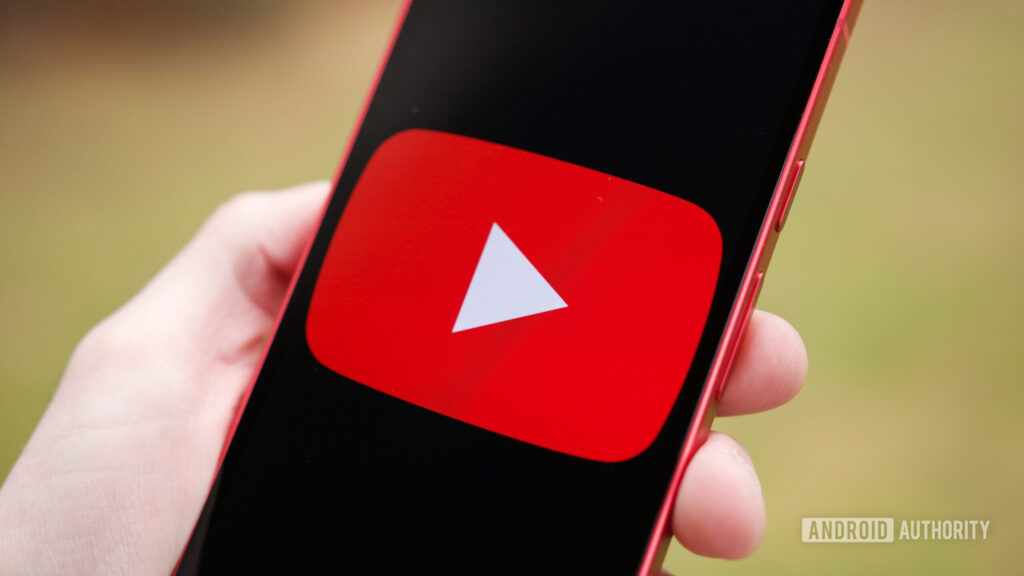 The YouTube logo displayed on a Pixel 10a.