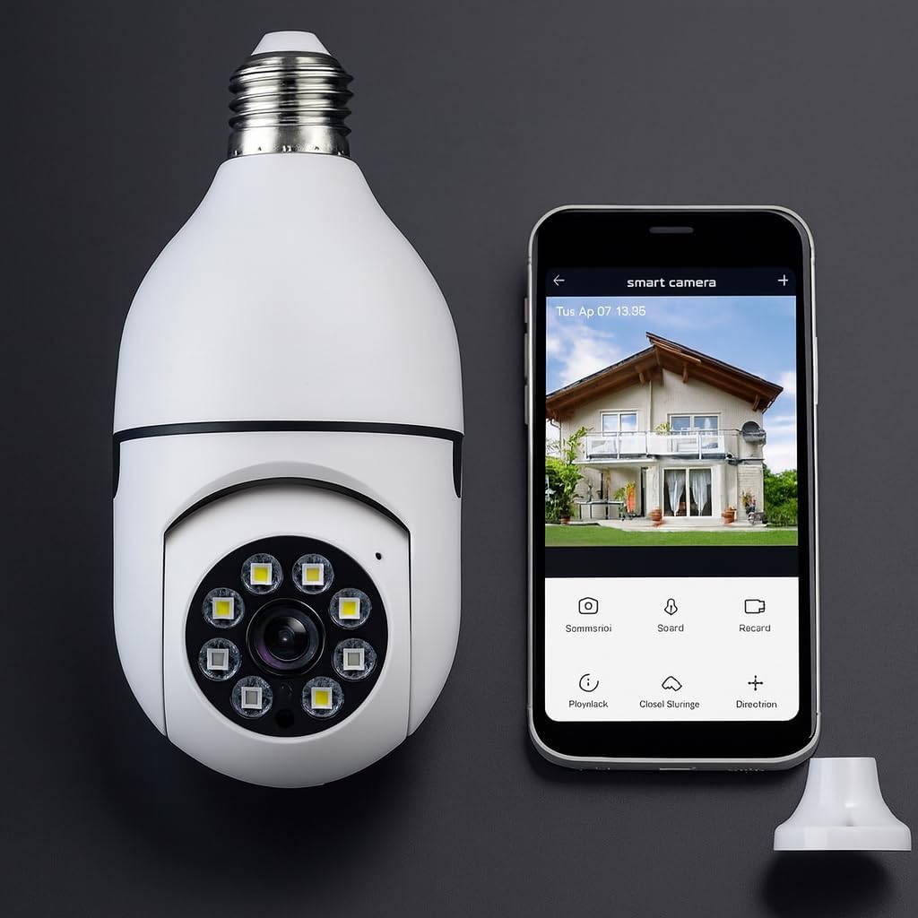 Câmera Segurança IP Lâmpada WiFi Full HD 1080p com Visão Noturna Infravermelho 1080P, Yoosee, Bivolt, Detecção de Movimento, Áudio Bidirecional, Prova D’água Giratória
